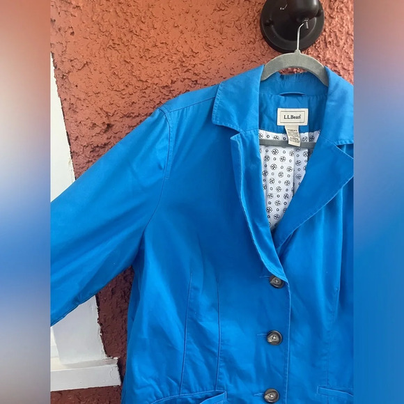 L.L. Bean Jacket Size 18W Blue Button Front Collared V-Neck Cotton Chino Blazer - Picture 3 of 7